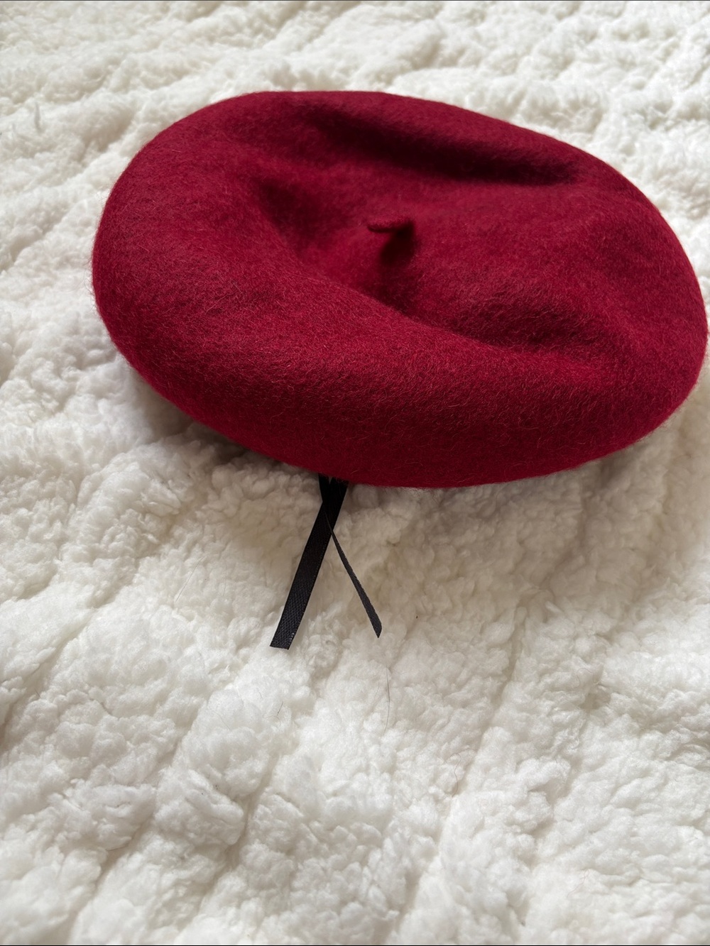 Amazon Women's Burgundy Wool Beret with Ribbon Accent
